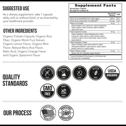 Organic Plant D3 + K2 | 5000 iu D3 + 120 mcg K2 as All-Trans MK7 from MenaQ7® - 100% Whole Food, Raw & Vegan | Enhanced Digestion with Prebiotic & Superfood Complex – D3 from Organic Algae (60 Count) - PrimeBioHealth - canada supplements