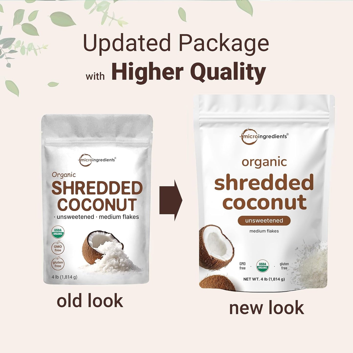 Organic Shredded Coconut Flakes, 4lbs | Raw Unsweetened Flavor, Medium Sized | Great for Baking, Smoothies, or Garnish | Non-GMO, Sugar Free, Keto Friendly - PrimeBioHealth - canada supplements