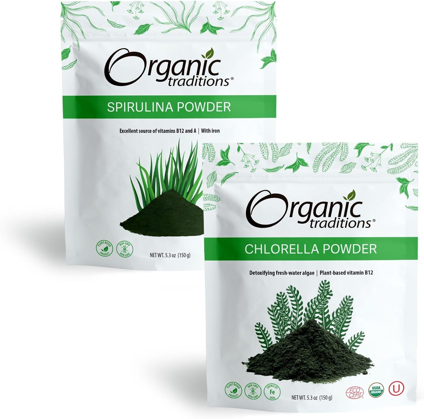 Organic Spirulina & Chlorella Superfood Powder, Vegan, Non-GMO - PrimeBioHealth - canada supplements