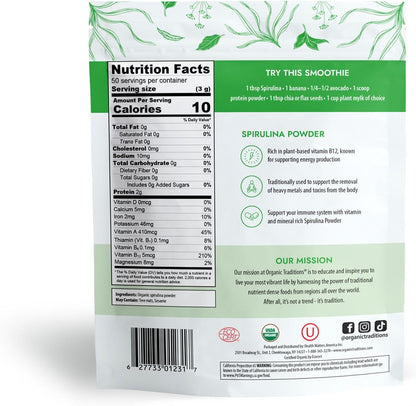 Organic Spirulina & Chlorella Superfood Powder, Vegan, Non-GMO - PrimeBioHealth - canada supplements