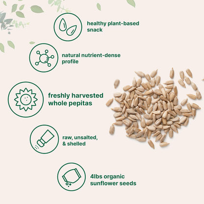 Organic Sunflower Seeds, 4lbs | Raw, Unsalted, & Shelled – Whole Kernels | Low Carb Snack | Great for Baking, Smoothies, & Salad Toppings | Non-GMO, Vegan, Plant Based - PrimeBioHealth - canada supplements