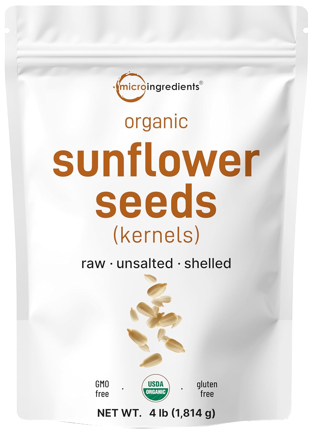 Organic Sunflower Seeds, 4lbs | Raw, Unsalted, & Shelled – Whole Kernels | Low Carb Snack | Great for Baking, Smoothies, & Salad Toppings | Non-GMO, Vegan, Plant Based - PrimeBioHealth - canada supplements