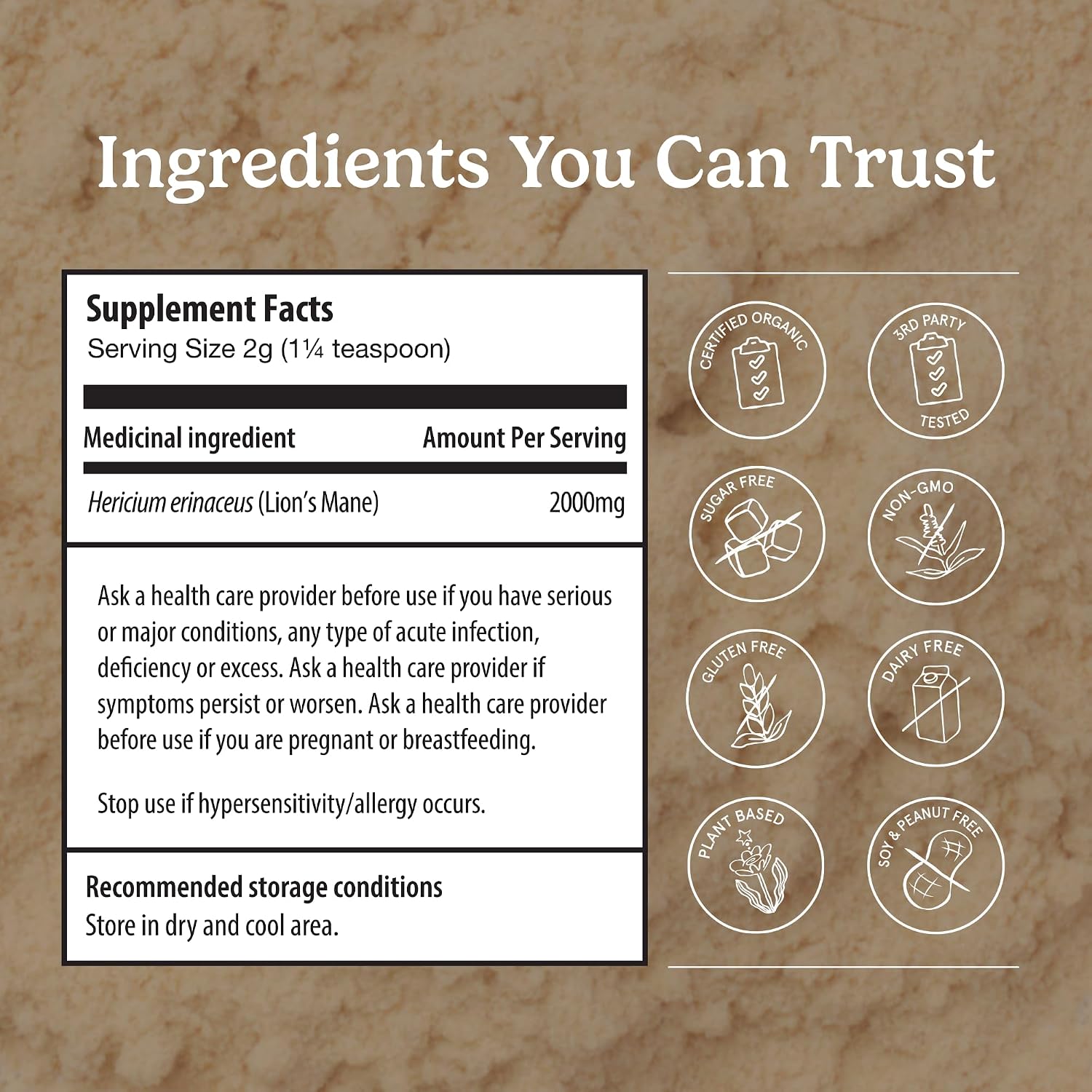 Organic Traditions Lion’s Mane Powder, Organic Full Spectrum Mushroom Powder, 2000 mg Serving for Smoothies, Wellness Drinks, Versatile Superfood Ingredient, Daily Wellness Routines, 228g / 8oz - PrimeBioHealth - canada supplements