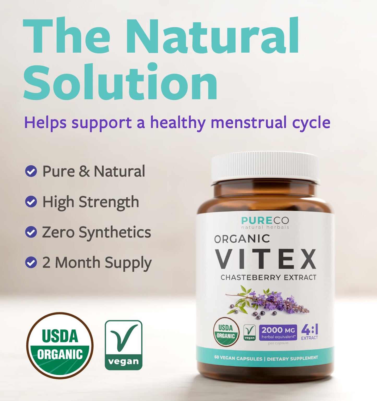 Organic Vitex Chasteberry Supplement for Women - High Strength Chaste Tree Berry Extract Supports Hormone Balance for Women from PMS to Menopause - Filler Free Vegan & Non-GMO (2 Month Supply) - PrimeBioHealth - canada supplements