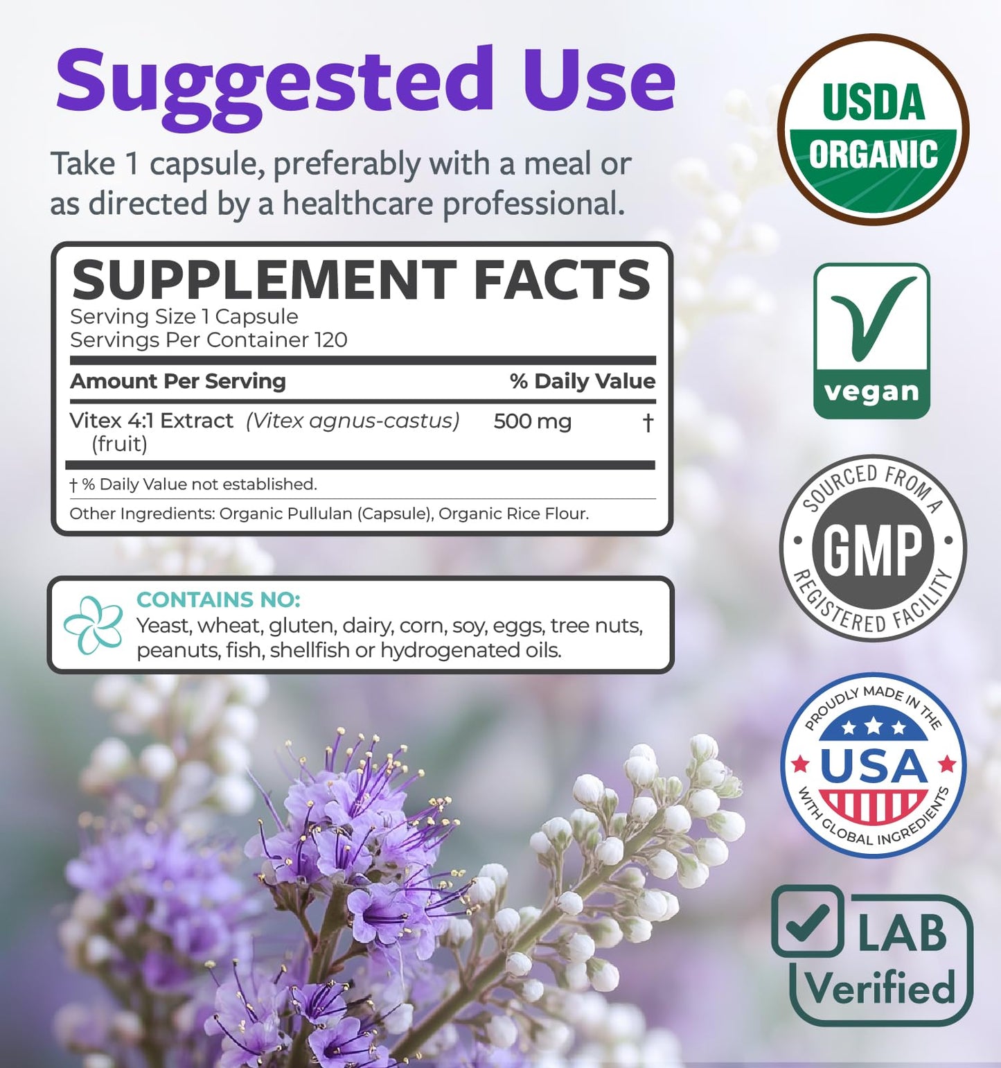 Organic Vitex Chasteberry Supplement for Women - High Strength Chaste Tree Berry Extract Supports Hormone Balance for Women from PMS to Menopause - Filler Free Vegan & Non-GMO (2 Month Supply) - PrimeBioHealth - canada supplements