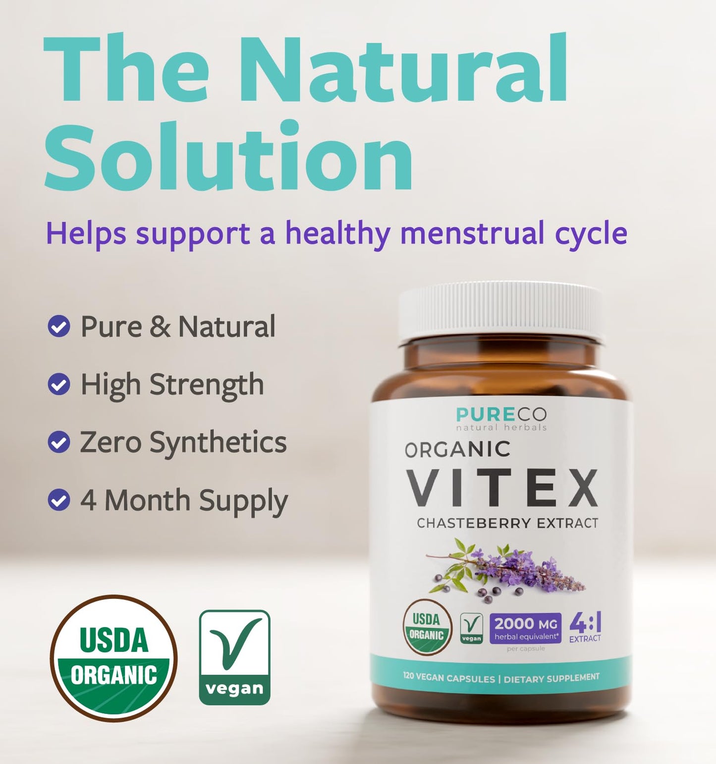Organic Vitex Chasteberry Supplement for Women - High Strength Chaste Tree Berry Extract Supports Hormone Balance for Women from PMS to Menopause - Filler Free Vegan & Non-GMO (2 Month Supply) - PrimeBioHealth - canada supplements