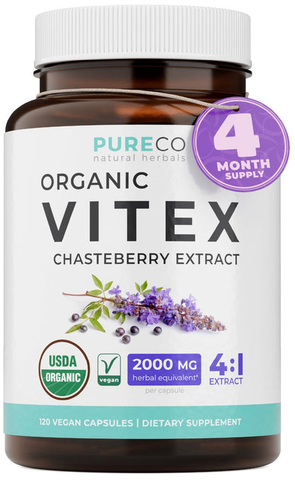 Organic Vitex Chasteberry Supplement for Women - High Strength Chaste Tree Berry Extract Supports Hormone Balance for Women from PMS to Menopause - Filler Free Vegan & Non-GMO (2 Month Supply) - PrimeBioHealth - canada supplements