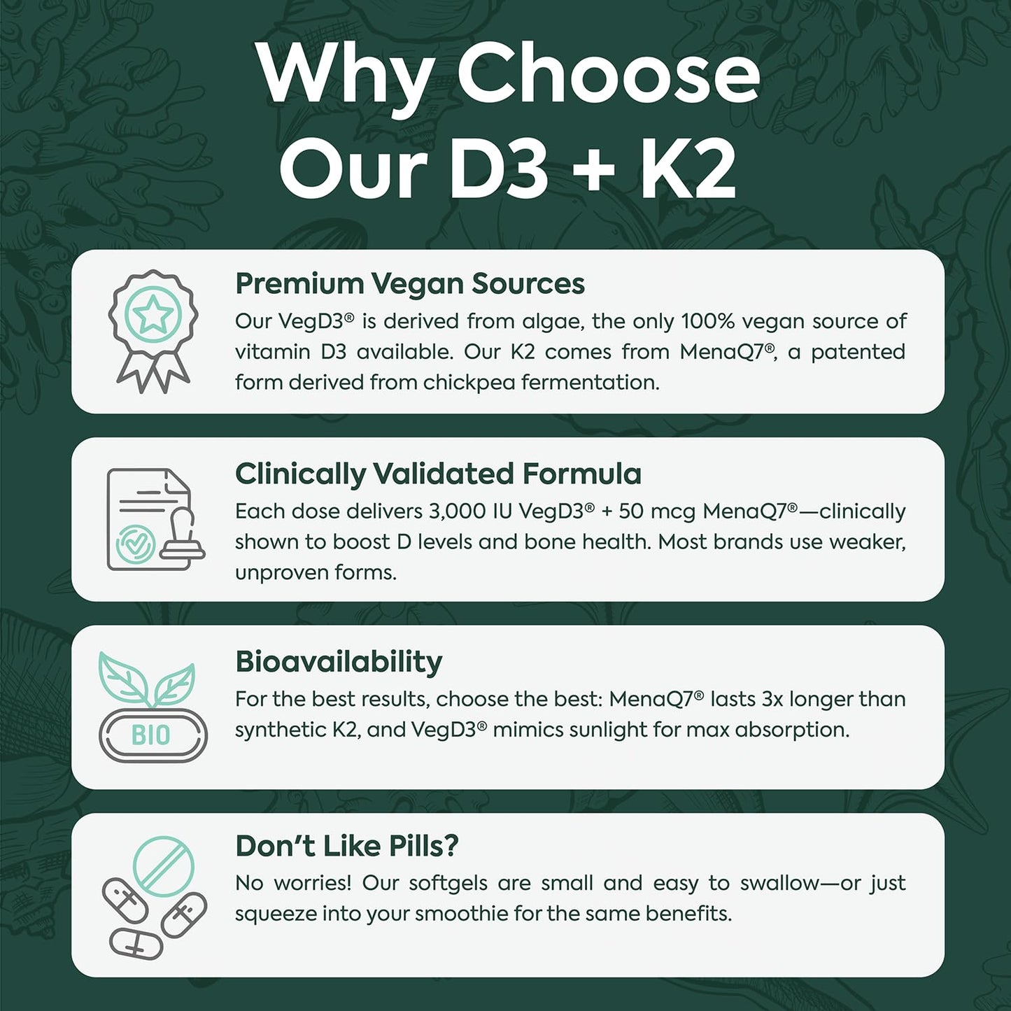 Organics Ocean Better D3 + K2-100% Organic VIT D3 and K2 Supplements with Maximum Bioavailability - Supports Bone Density, Calcium Balance - PrimeBioHealth - canada supplements