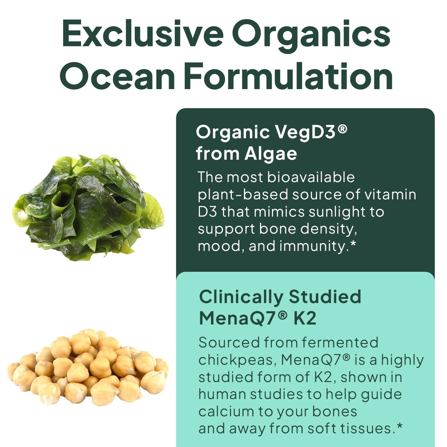 Organics Ocean Better D3 + K2-100% Organic VIT D3 and K2 Supplements with Maximum Bioavailability - Supports Bone Density, Calcium Balance - PrimeBioHealth - canada supplements