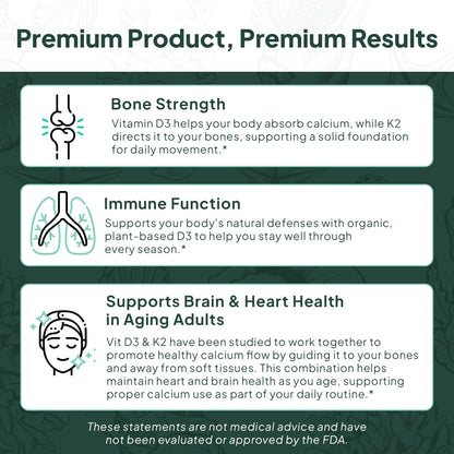 Organics Ocean Better D3 + K2-100% Organic VIT D3 and K2 Supplements with Maximum Bioavailability - Supports Bone Density, Calcium Balance - PrimeBioHealth - canada supplements