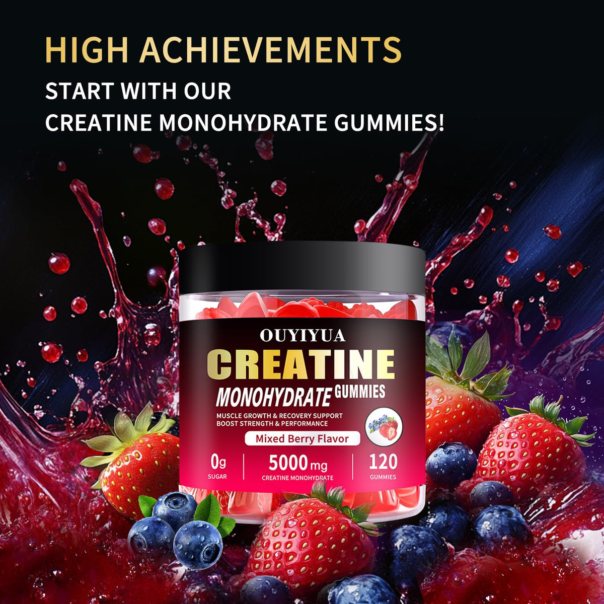 OUYIYUA Creatine Monohydrate Gummies 5000mg for Men & Women - Sugar Free Pre-Workout Supplement, Chewables for Muscle Strength, Muscle Builder - PrimeBioHealth - canada supplements