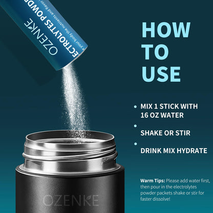 OZENKE Electrolytes Powder Packets, Hydration Packets, Electrolytes Powder No Sugar, Portable Electrolyte Drink Mix for Rapid Hydration, Sugar Free & Low Sodium - PrimeBioHealth - canada supplements