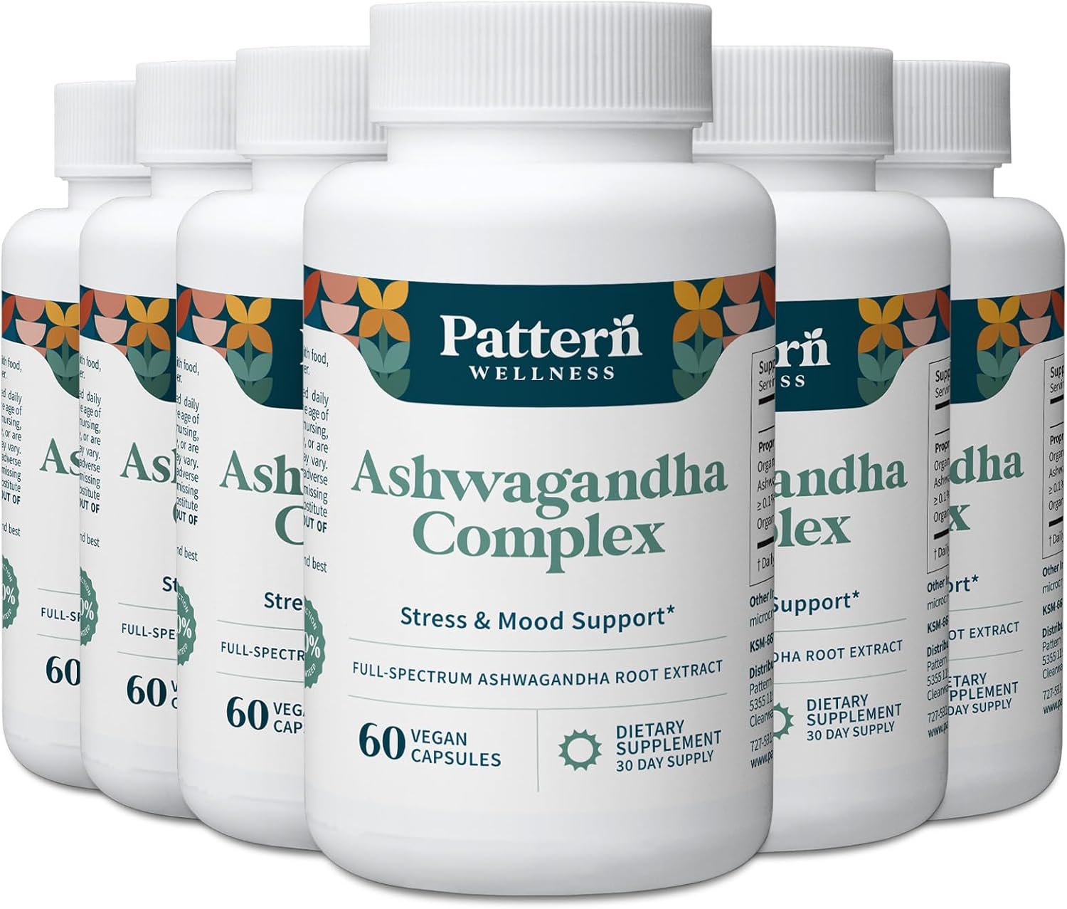 Pattern Wellness Ashwagandha Complex Supplement – 360 Vegan Capsules | For Men & Women – Organic KSM-66® & Black Pepper Extract – Supports Stress Response & Energy Balance – Non-GMO - PrimeBioHealth - canada supplements