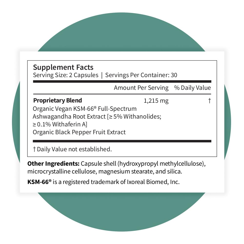 Pattern Wellness Ashwagandha Complex Supplement – 60 Vegan Capsules | For Men & Women – Organic KSM-66® & Black Pepper Extract – Supports Stress Response & Energy Balance – Non-GMO - PrimeBioHealth - canada supplements