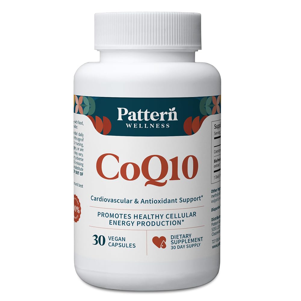 Pattern Wellness CoQ10 – 200mg Ubiquinone with BioPerine® Black Pepper Extract – Cellular Energy & Vitality Support – Non-GMO – 30 Vegan Capsules* - PrimeBioHealth - canada supplements