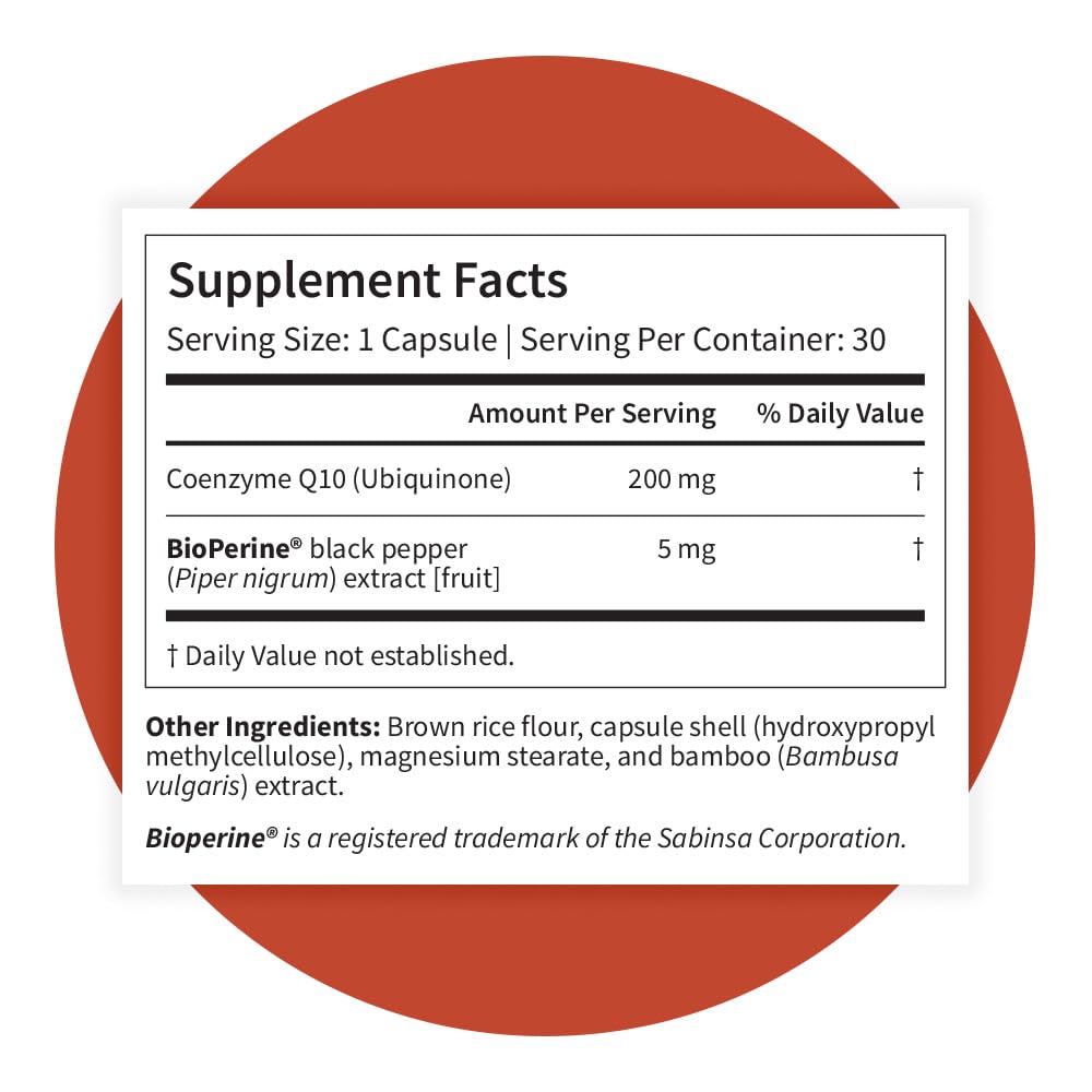Pattern Wellness CoQ10 – 200mg Ubiquinone with BioPerine® Black Pepper Extract – Cellular Energy & Vitality Support – Non-GMO – 30 Vegan Capsules* - PrimeBioHealth - canada supplements