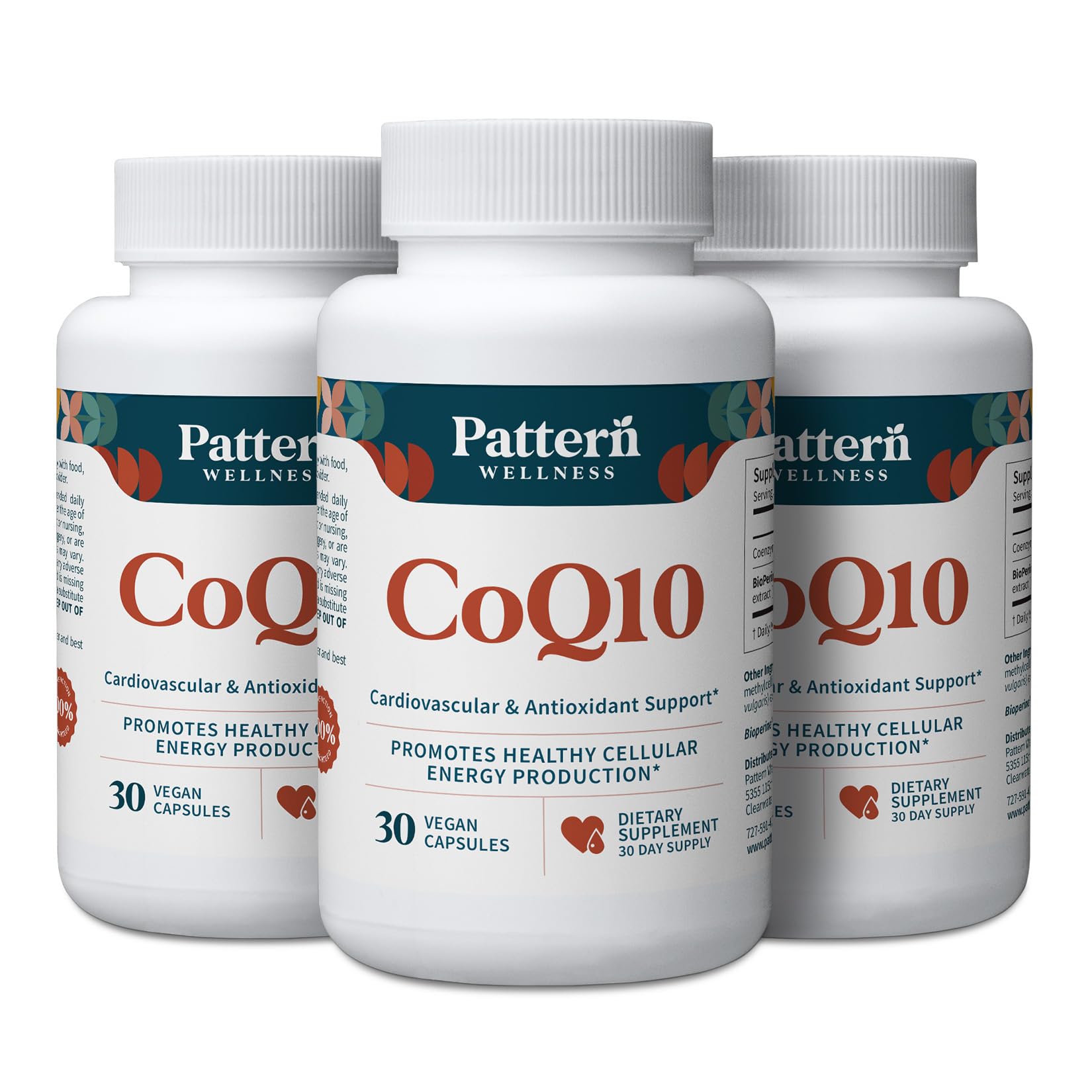 Pattern Wellness CoQ10 – 200mg Ubiquinone with BioPerine® Black Pepper Extract – Cellular Energy & Vitality Support – Non-GMO – 30 Vegan Capsules* - PrimeBioHealth - canada supplements