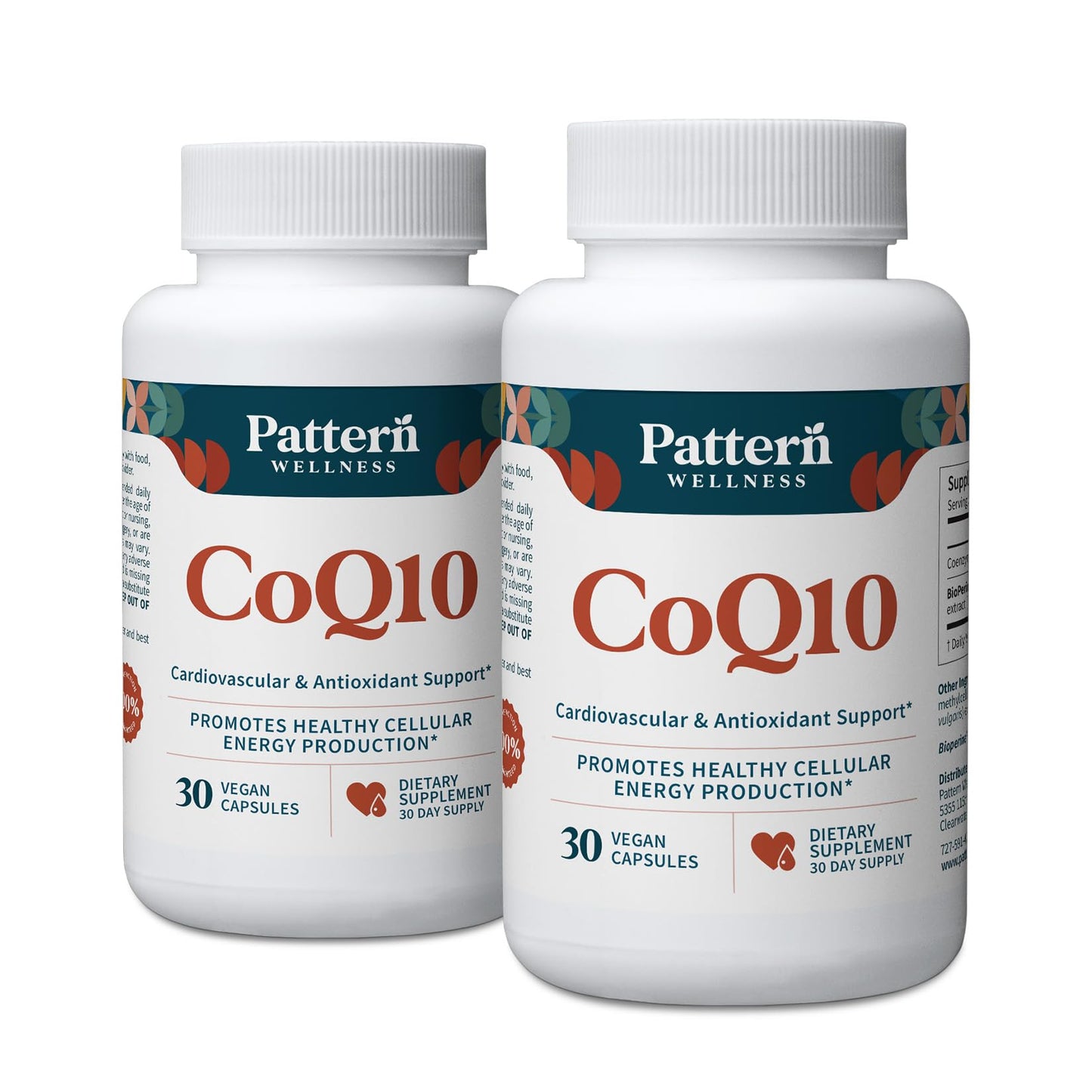 Pattern Wellness CoQ10 – 200mg Ubiquinone with BioPerine® Black Pepper Extract – Cellular Energy & Vitality Support – Non-GMO – 30 Vegan Capsules* - PrimeBioHealth - canada supplements