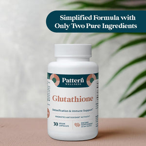 Pattern Wellness Glutathione Supplement - Active Reduced Glutathione Formula with Added Vitamin C - Cell, Antioxidant, + Immune Health Support - 30 Vegan Capsules - PrimeBioHealth - canada supplements