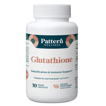 Pattern Wellness Glutathione Supplement - Active Reduced Glutathione Formula with Added Vitamin C - Cell, Antioxidant, + Immune Health Support - 30 Vegan Capsules - PrimeBioHealth - canada supplements