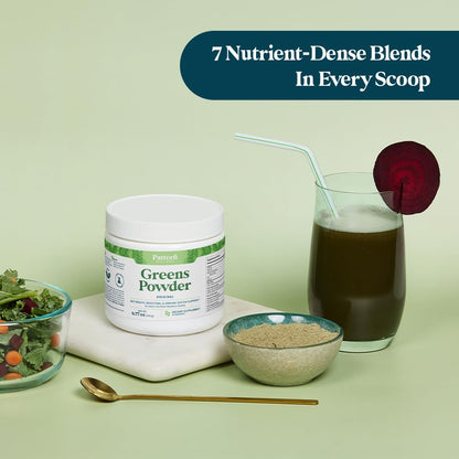 Pattern Wellness Greens Powder Superfood – with Antioxidant, Digestive Enzyme, Fiber, Probiotic & Adaptogen Blends – Digestion, Immunity & Energy Production – 30 Servings – Original Flavor – (6.77 oz) - PrimeBioHealth - canada supplements