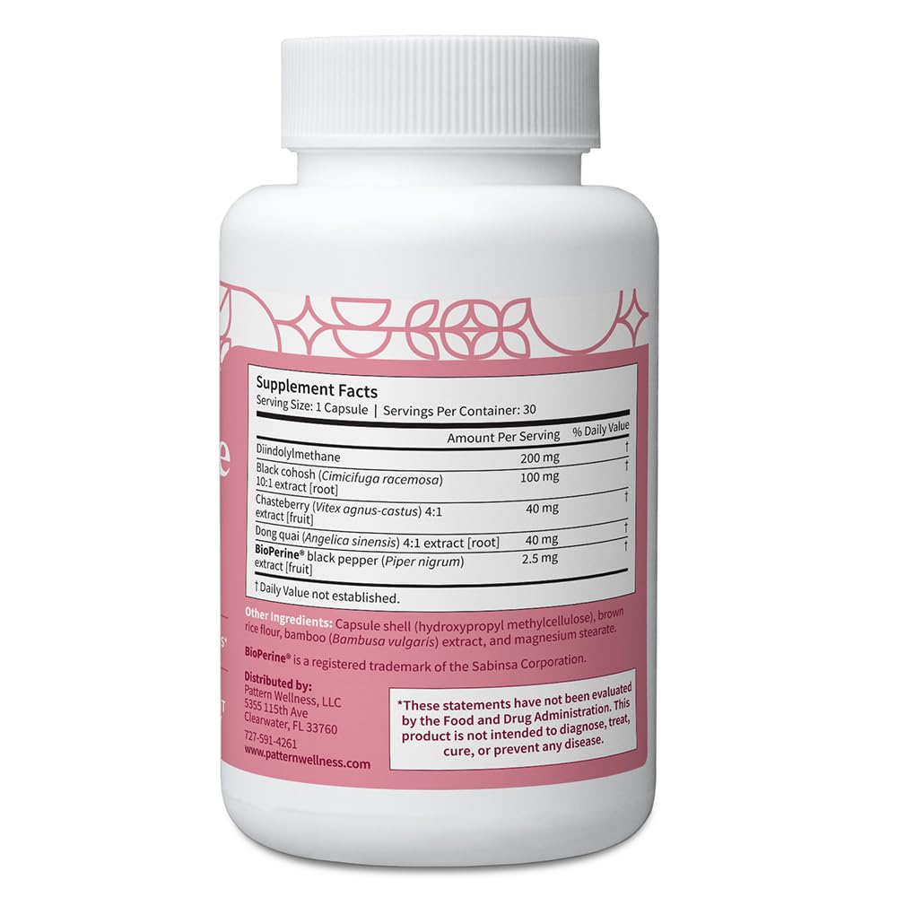 Pattern Wellness Menopause Complex – Herbal Supplement for Women’s Wellness & Hormone Health Support – with Black Cohosh, DIM & Bioperine® – 30 Vegan Capsules, 3rd Party Tested - PrimeBioHealth - canada supplements