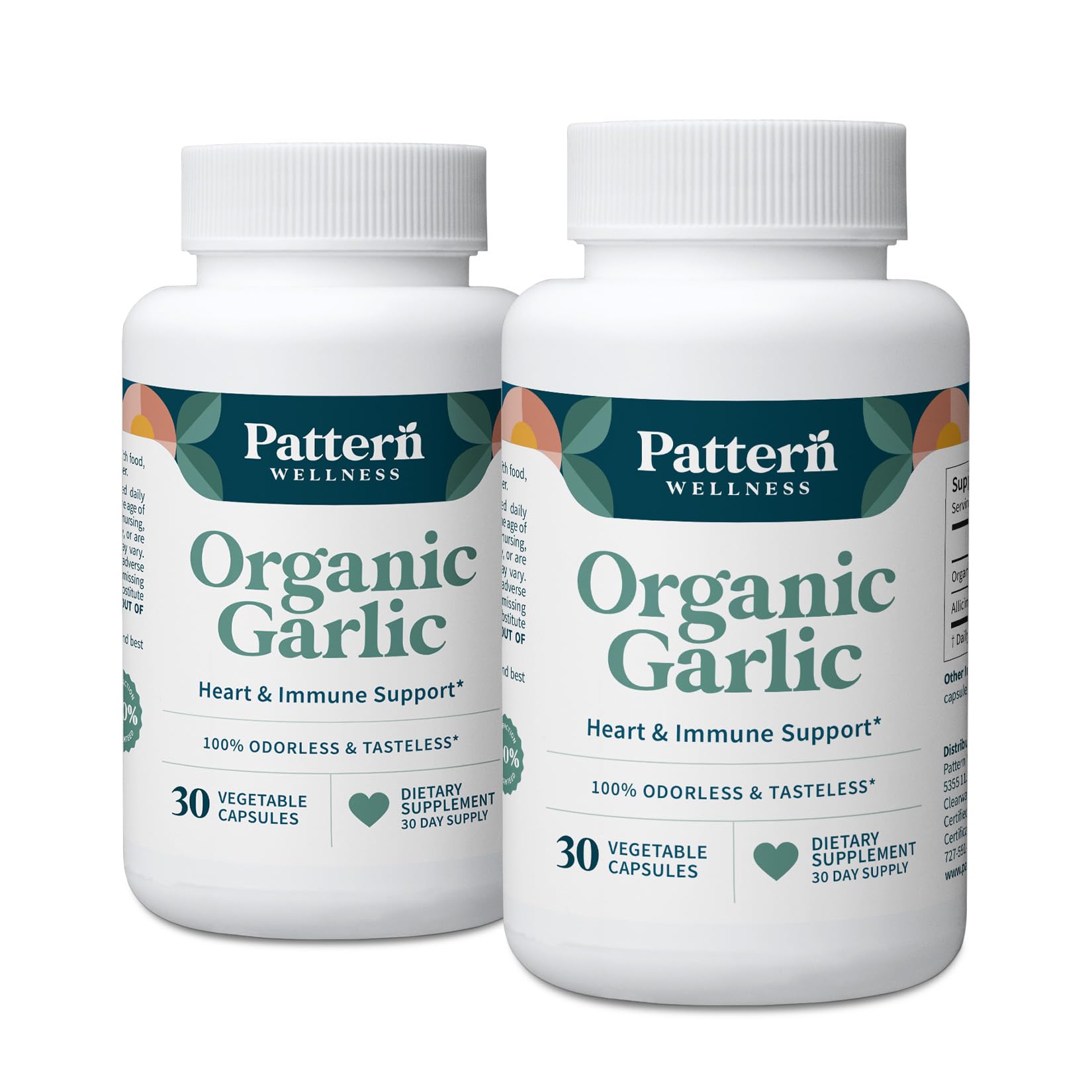 Pattern Wellness Odorless Organic Garlic Extract 20:1 with Allicin – Supports Circulatory & Immune Health – Non-GMO, Gluten Free, Vegan - 30 Capsules | 20:1 Garlic Extract with Allicin – Supports Circulatory & Immune Health – Non-GMO, Gluten Free & Vegan - PrimeBioHealth - canada supplements