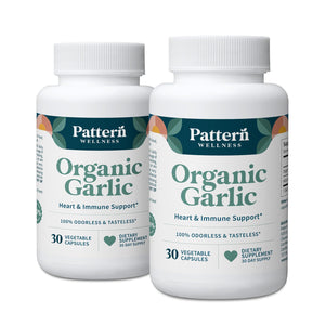Pattern Wellness Odorless Organic Garlic Extract 20:1 with Allicin – Supports Circulatory & Immune Health – Non-GMO, Gluten Free, Vegan - 30 Capsules | 20:1 Garlic Extract with Allicin – Supports Circulatory & Immune Health – Non-GMO, Gluten Free & Vegan - PrimeBioHealth - canada supplements