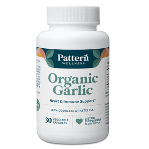 Pattern Wellness Odorless Organic Garlic Extract 20:1 with Allicin – Supports Circulatory & Immune Health – Non-GMO, Gluten Free, Vegan - 30 Capsules | 20:1 Garlic Extract with Allicin – Supports Circulatory & Immune Health – Non-GMO, Gluten Free & Vegan - PrimeBioHealth - canada supplements