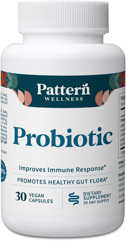 Pattern Wellness Probiotic Supplement – 30 Vegan Capsules | 51 Billion CFU – Supports Digestive Balance & Gut Wellness – Mindfully Sourced, Non-GMO - PrimeBioHealth - canada supplements