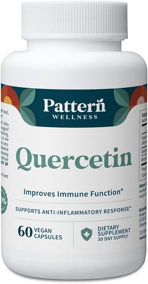 Pattern Wellness Quercetin Supplement with Bromelain - Immune Function & Cellular Health Support - Antioxidant & Whole Body Wellness - 60 Vegan Capsules - PrimeBioHealth - canada supplements