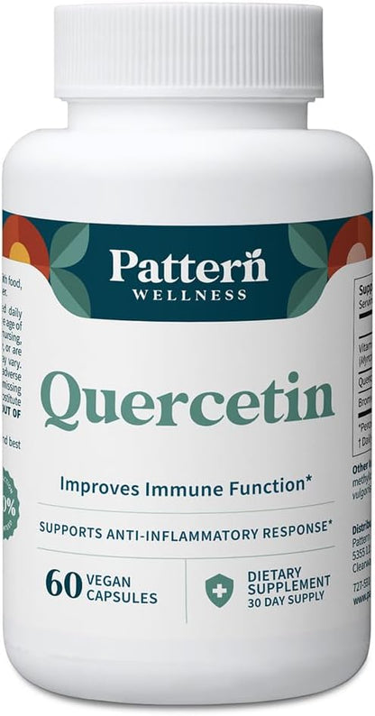 Pattern Wellness Quercetin Supplement with Bromelain - Immune Function & Cellular Health Support - Antioxidant & Whole Body Wellness - 60 Vegan Capsules - PrimeBioHealth - canada supplements