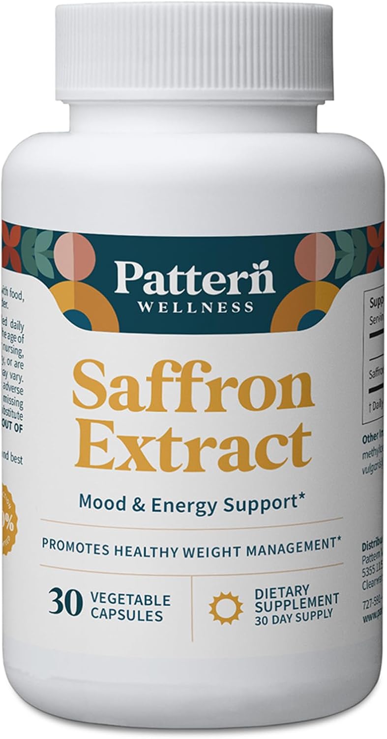 Pattern Wellness Saffron Extract – Mood & Wellness Support – 88.5mg Saffron Supplement – Non-GMO & Gluten-Free – 30 Vegetable Capsule - PrimeBioHealth - canada supplements