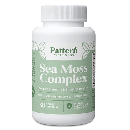 Pattern Wellness Sea Moss Complex – Sea Moss, Burdock Root, Bladderwrack, Vitamin C & Ginger – Supports Immune & Digestive Health – Vegan, Non-GMO – 30 Capsules - PrimeBioHealth - canada supplements