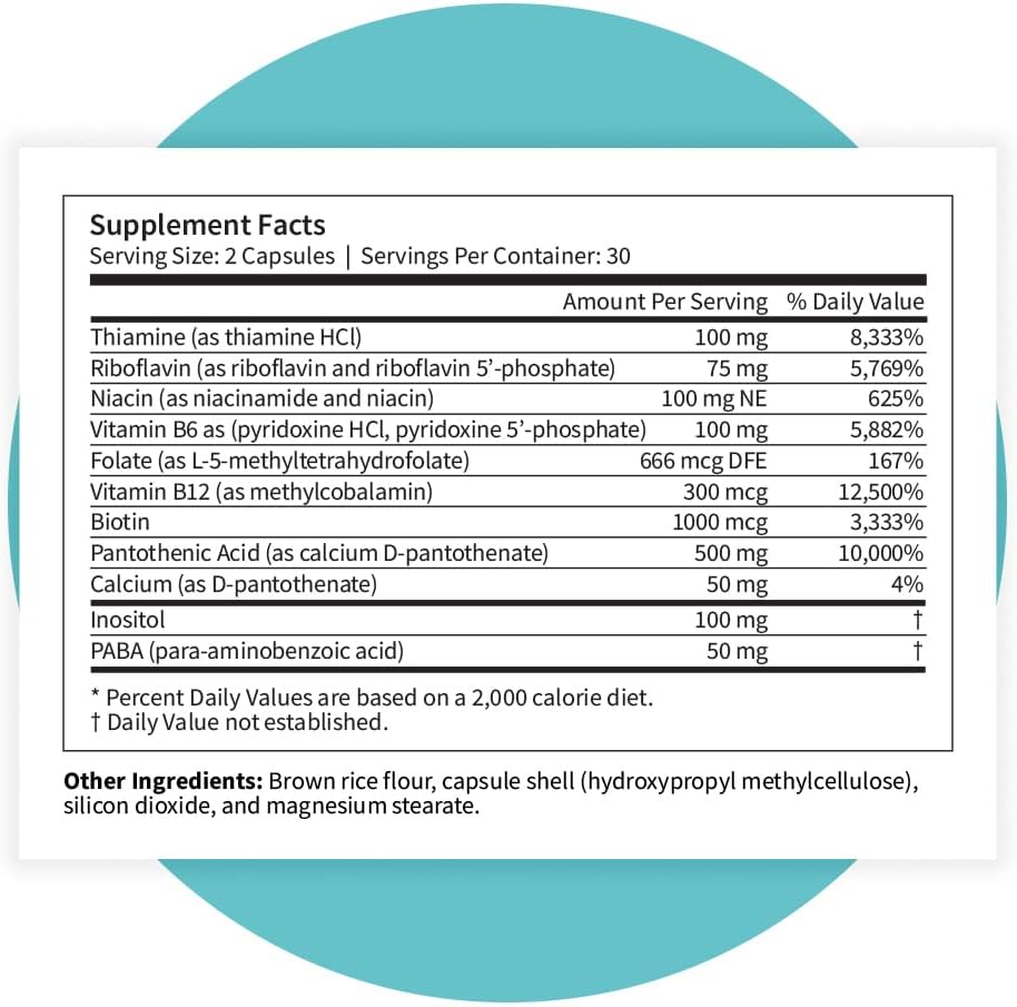 Pattern Wellness Vitamin B Complex Supplement - Comprehensive Blend of Essential B Vitamins - Supports Energy, Cognitive & Cellular Health - 3rd Party Lab Tested - 60 Capsules - PrimeBioHealth - canada supplements