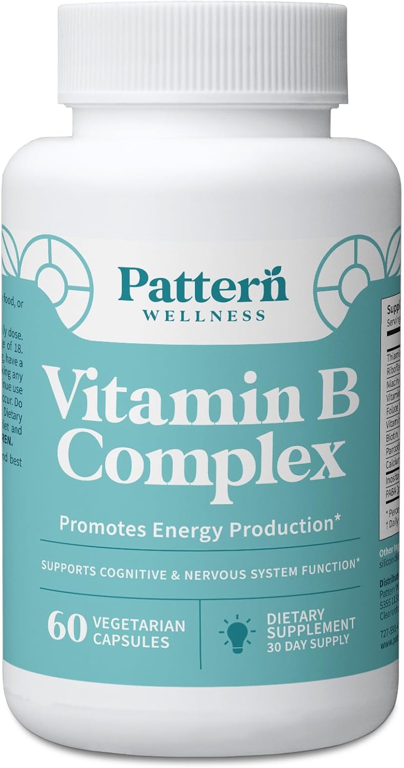 Pattern Wellness Vitamin B Complex Supplement - Comprehensive Blend of Essential B Vitamins - Supports Energy, Cognitive & Cellular Health - 3rd Party Lab Tested - 60 Capsules - PrimeBioHealth - canada supplements
