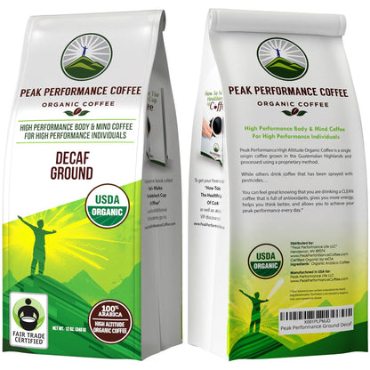 Peak Performance High Altitude Organic Coffee - Fair Trade, Low Acid, Non GMO, and Beans Full of Antioxidants - Medium Roast Smooth Tasting USDA Certified Organic Ground Coffee Bag 12 oz - PrimeBioHealth - canada supplements