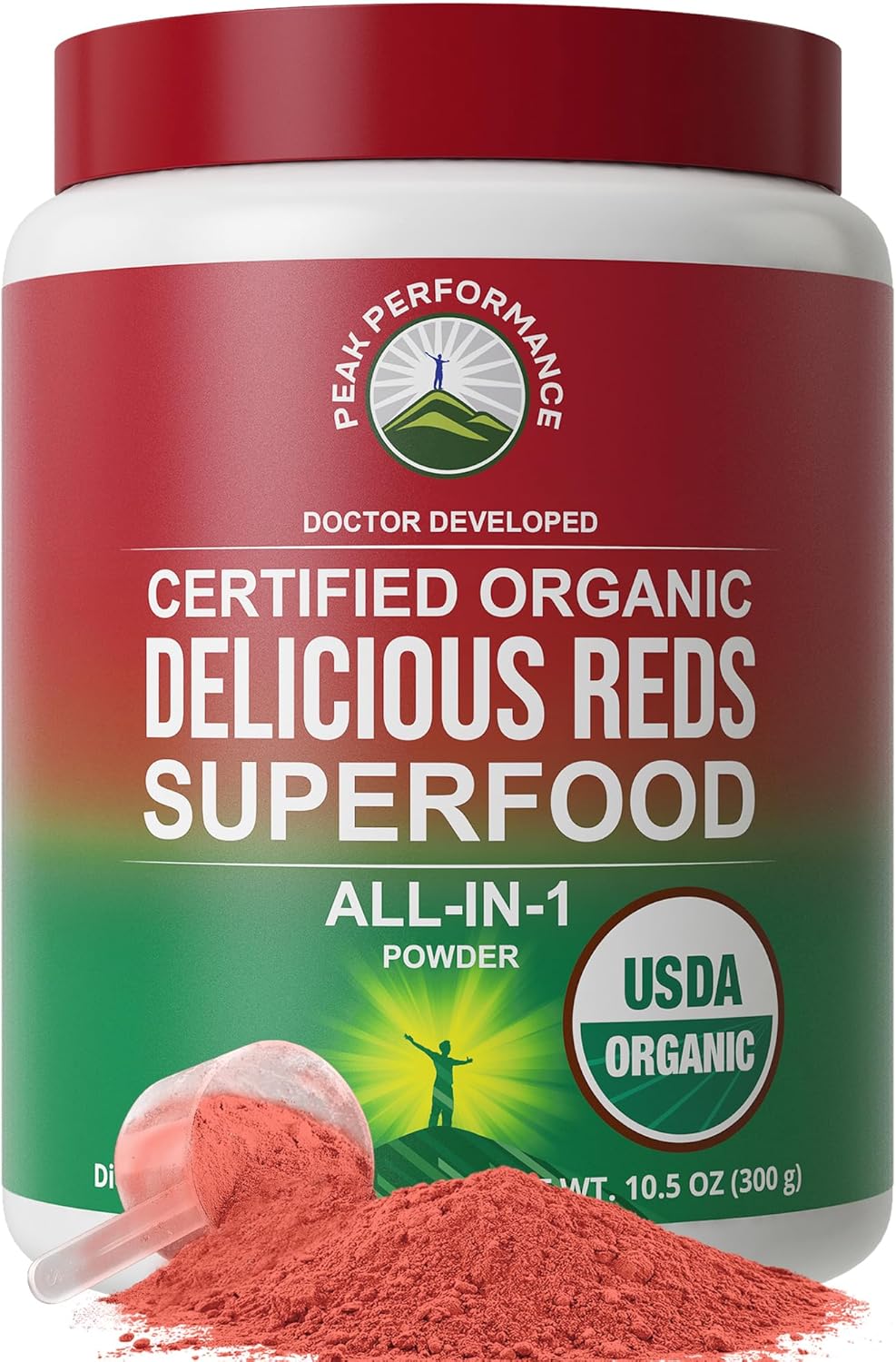 Peak Performance Organic Reds Superfood Powder, Best Tasting Red Juice Super Food w/ 25+ All Natural Ingredients & Polyphenols, Vital for Max Energy and Detox - Raspberry, Elderberry, Beetroot - PrimeBioHealth - canada supplements