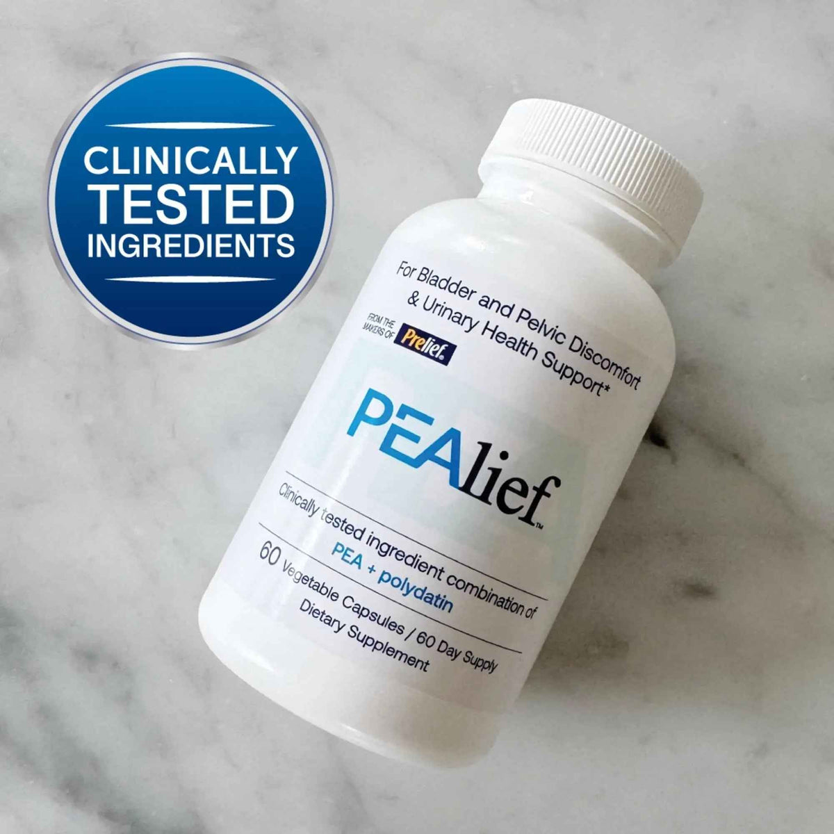 PEAlief Pea + Polydatin – New Bladder & Urinary Comfort Support with Clinically Tested Ingredient Combination — One Pill Per Day, 60 Day Supply