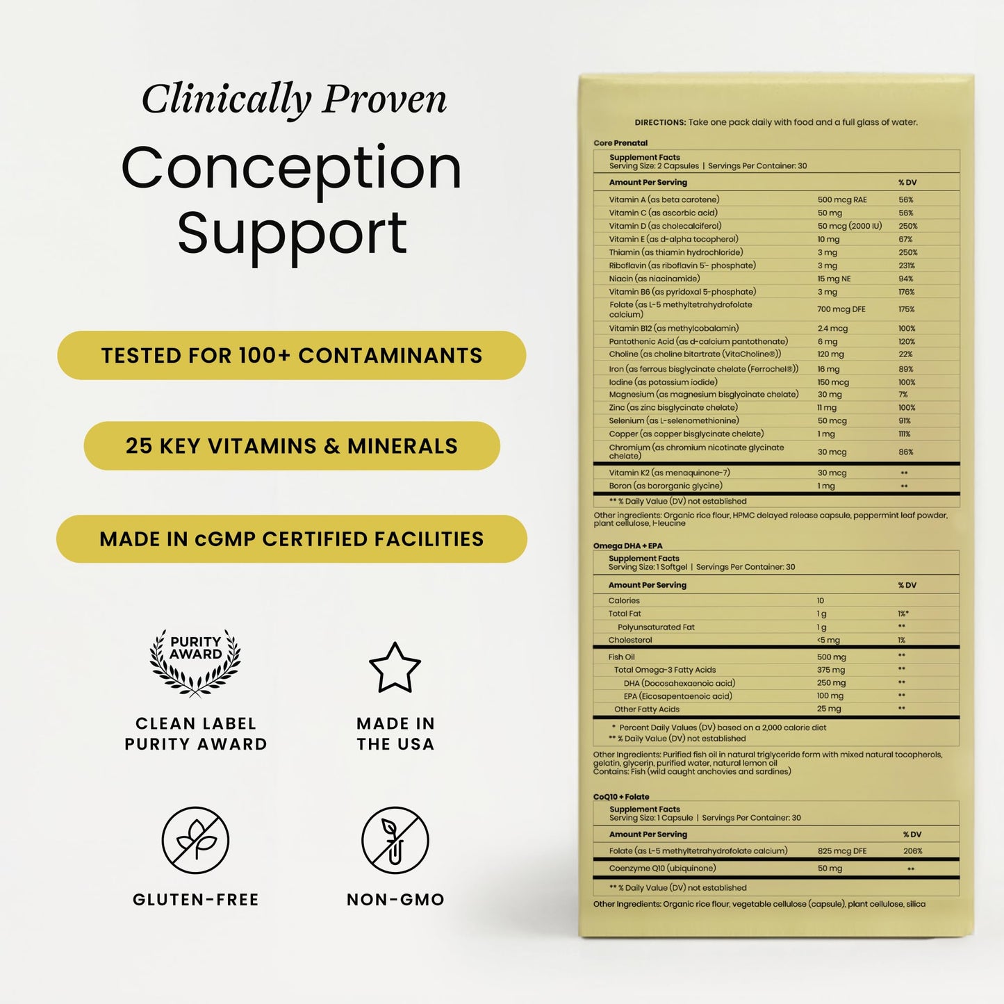 Perelel Conception Support Pack, Prenatal Multivitamin with DHA Omega 3, COQ10 & Folate, Supports Fertility Wellness for Women - PrimeBioHealth - canada supplements
