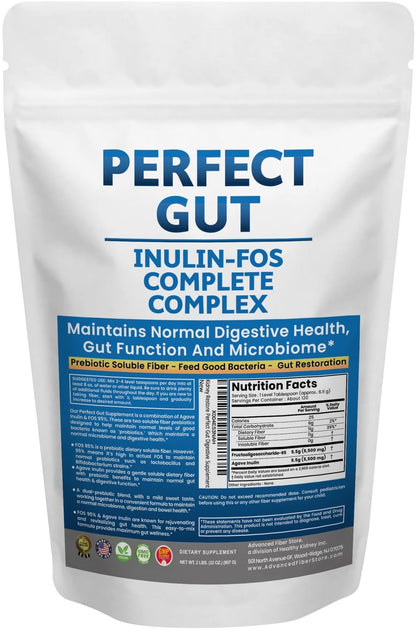 Perfect Gut: Inulin FOS Powder for Gut Health. Prebiotic Inulin. Unique Prebiotic 95% FOS Inulin Agave Fiber - PrimeBioHealth - canada supplements