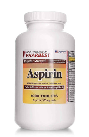 PHARBEST Aspirin 325 mg | Regular Strength | 1000 Count Uncoated Tablets