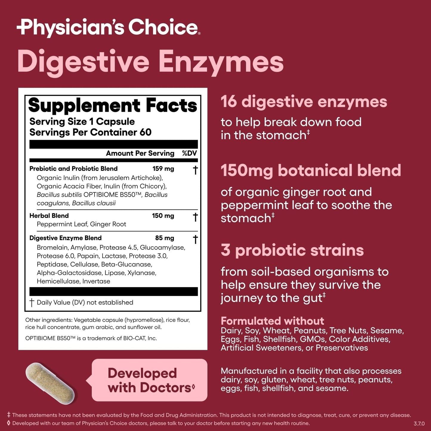 Physician's CHOICE Digestive Enzymes for Bloating & Digestion - 16 Enzymes with Organic Prebiotics & Probiotics for Gut - PrimeBioHealth - canada supplements