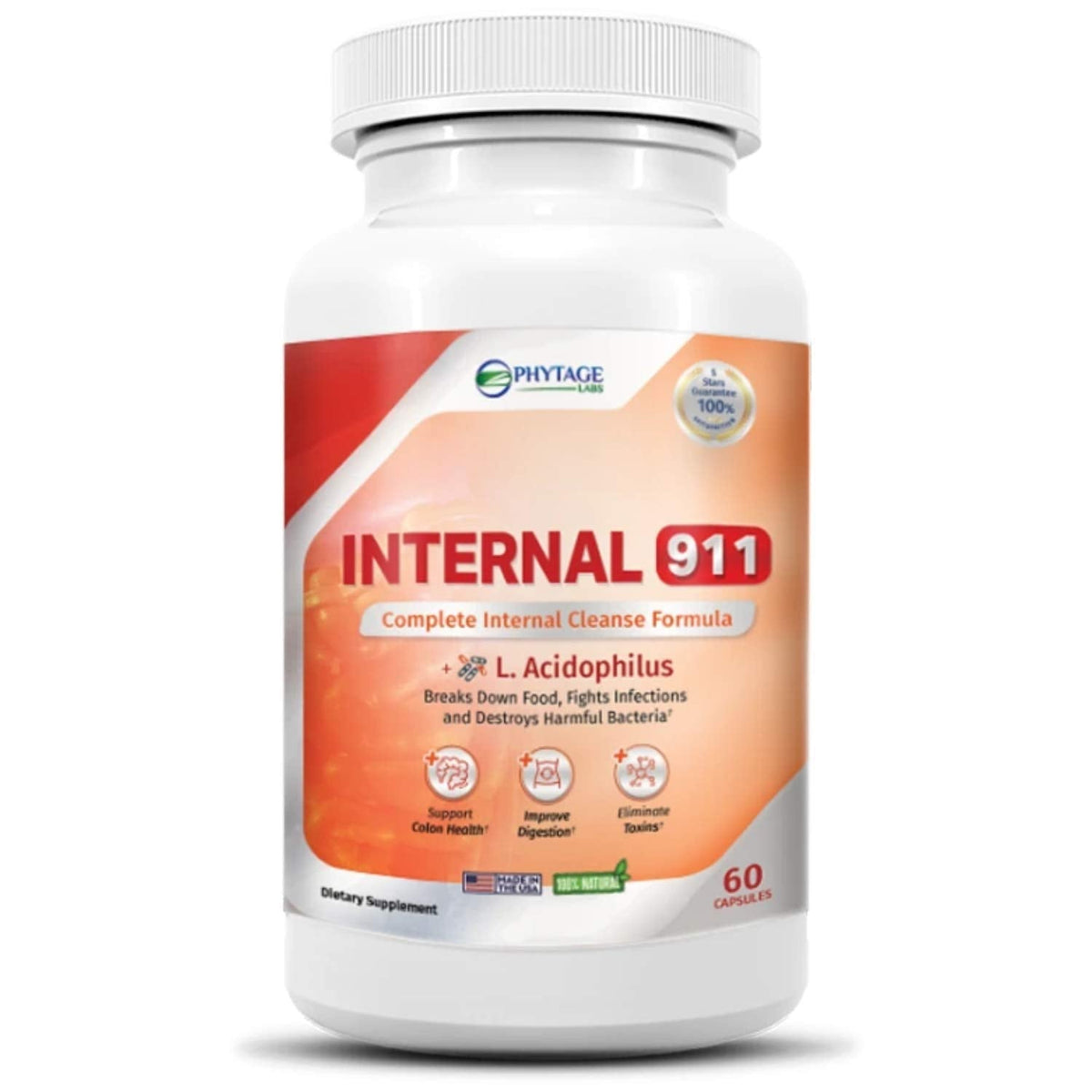 Phytage Labs Internal 911 Colon Cleanse Detox Supplement - Natural Laxative Cleanser Removes Toxins for Better Digestion and Radiant Skin - 60 Capsules - PrimeBioHealth - canada supplements