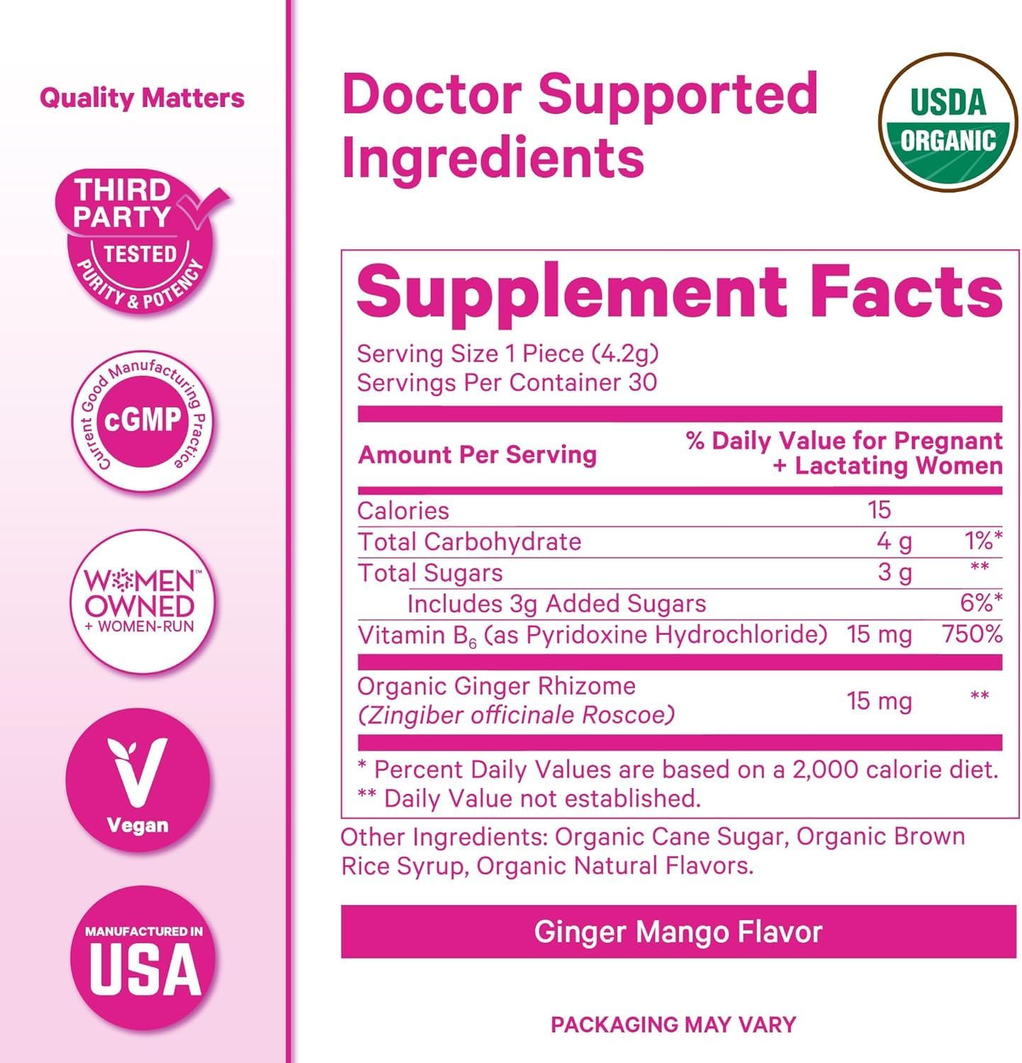 Pink Stork Morning Sickness Support Kit – 3-Piece Bundle with Organic Ginger Peach Tea, B6 Sweets, Ginger Lozenges – Pregnancy Support, First Trimester Essentials, Gift for Pregnant Women - PrimeBioHealth - canada supplements