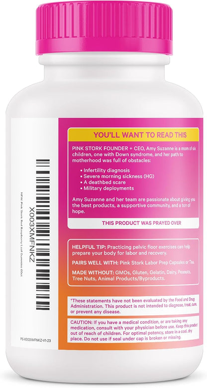 Pink Stork Red Raspberry Leaf Gummies for Labor Prep, 60 Count | Evening Primrose Oil + Black Cohosh, Pregnancy + Postpartum Mood Essentials, Vegan, Non-GMO - PrimeBioHealth - canada supplements