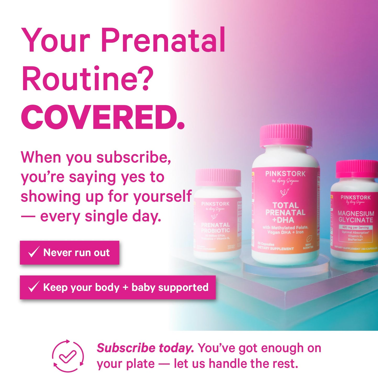 Pink Stork Total Prenatal Vitamins with DHA, Folate, Iron, Choline, and Vitamin B12 - Prenatals for Women to Support Fetal Development, Pregnancy Essentials - PrimeBioHealth - canada supplements