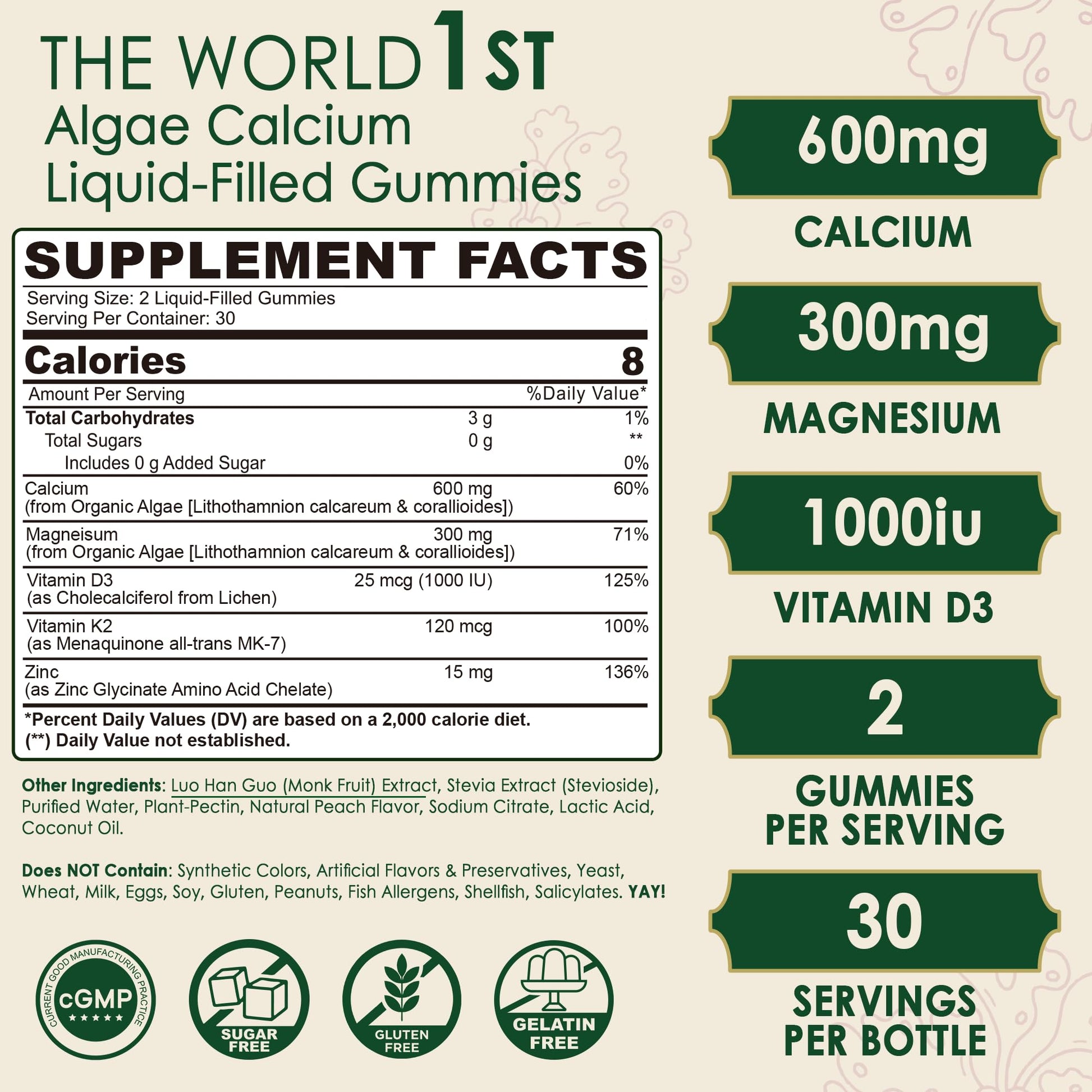 Plant Based Calcium Gummies 600mg with Vitamin D3 K2, Magnesium, Zinc for Bone Strength, Sugar Free Calcium Supplements for Women & Men (Certified Vegan) - PrimeBioHealth - canada supplements