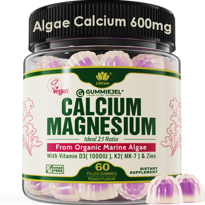 Plant Based Calcium Gummies 600mg with Vitamin D3 K2, Magnesium, Zinc for Bone Strength, Sugar Free Calcium Supplements for Women & Men (Certified Vegan) - PrimeBioHealth - canada supplements