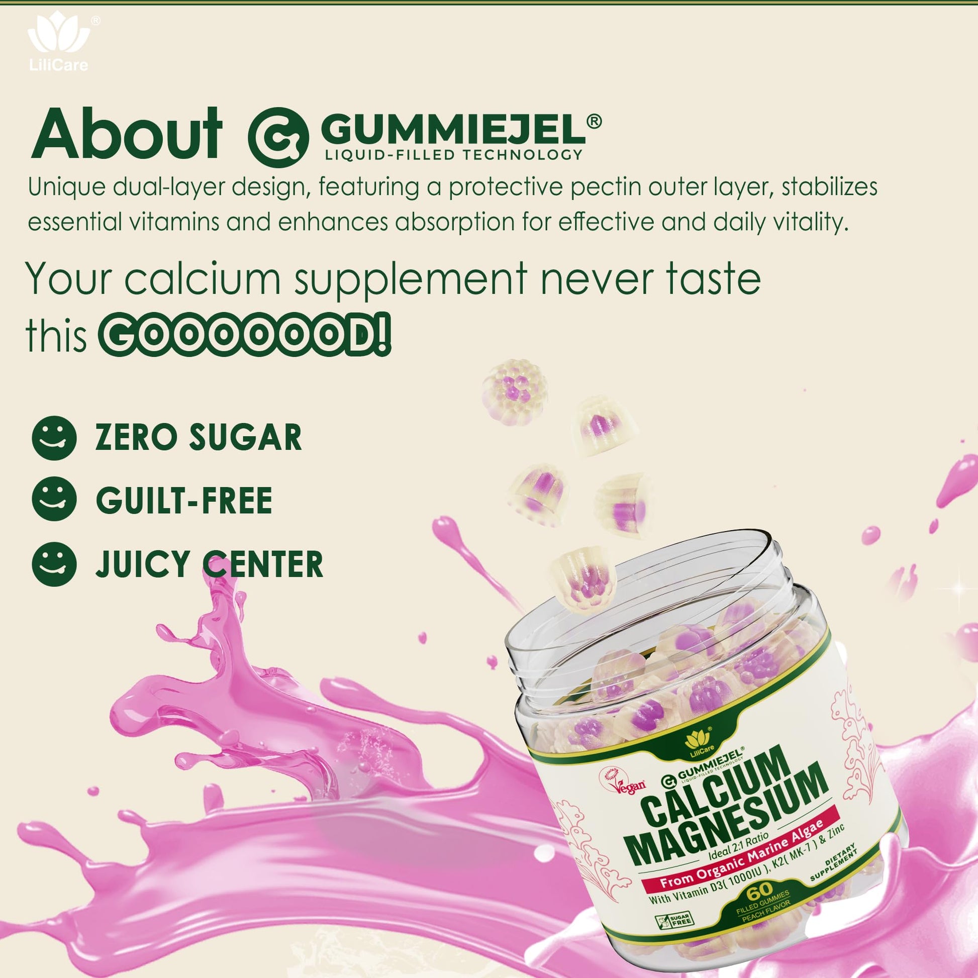 Plant Based Calcium Gummies 600mg with Vitamin D3 K2, Magnesium, Zinc for Bone Strength, Sugar Free Calcium Supplements for Women & Men (Certified Vegan) - PrimeBioHealth - canada supplements